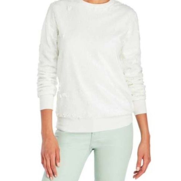 White sequin sweatshirt Clearance